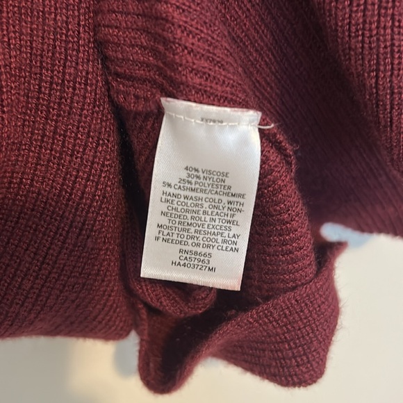 Halogen Burgundy Off-Shoulder Cashmere Blend Sweater, Small - Picture 9 of 10